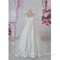 Large size A-line satin fabric wedding dress with bowknot decoration